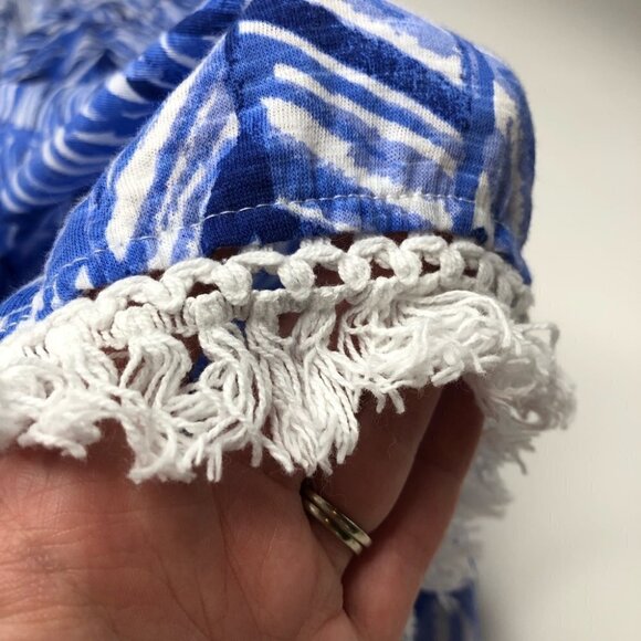 Lilly PULITZER Kipper Lapis Periwinkle Blue Fern Beachy Boho Chic Fringe Tank - Picture 6 of 13